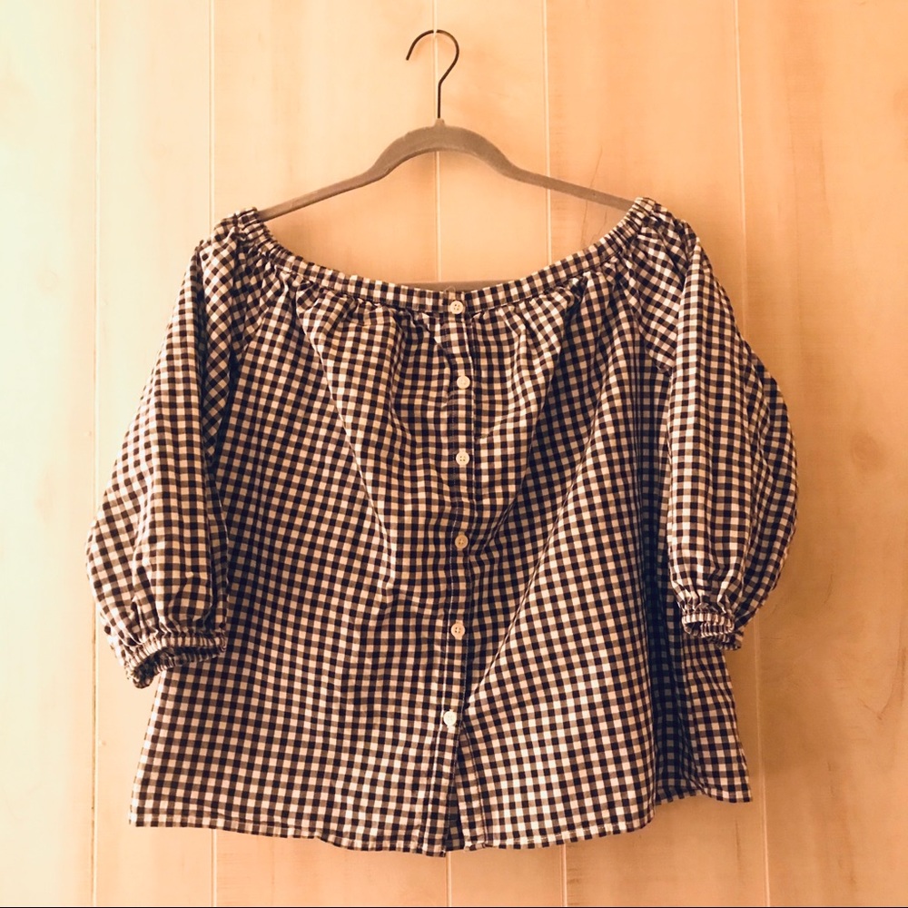 Merona Off the Shoulder Plaid Shirt